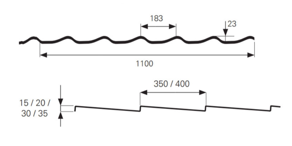 ALFA cserepeslemez műszaki kép
